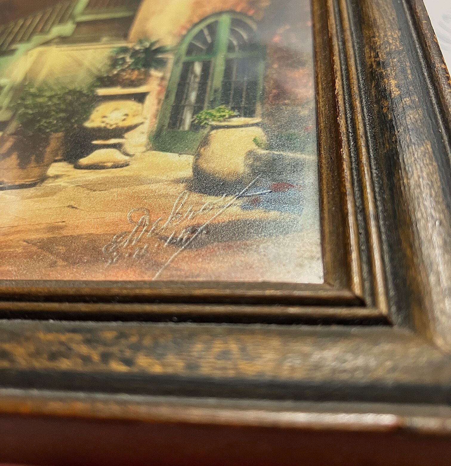 Old Brulatour Courtyard Tinted Photograph Delacroix Signed original frame 1930’s