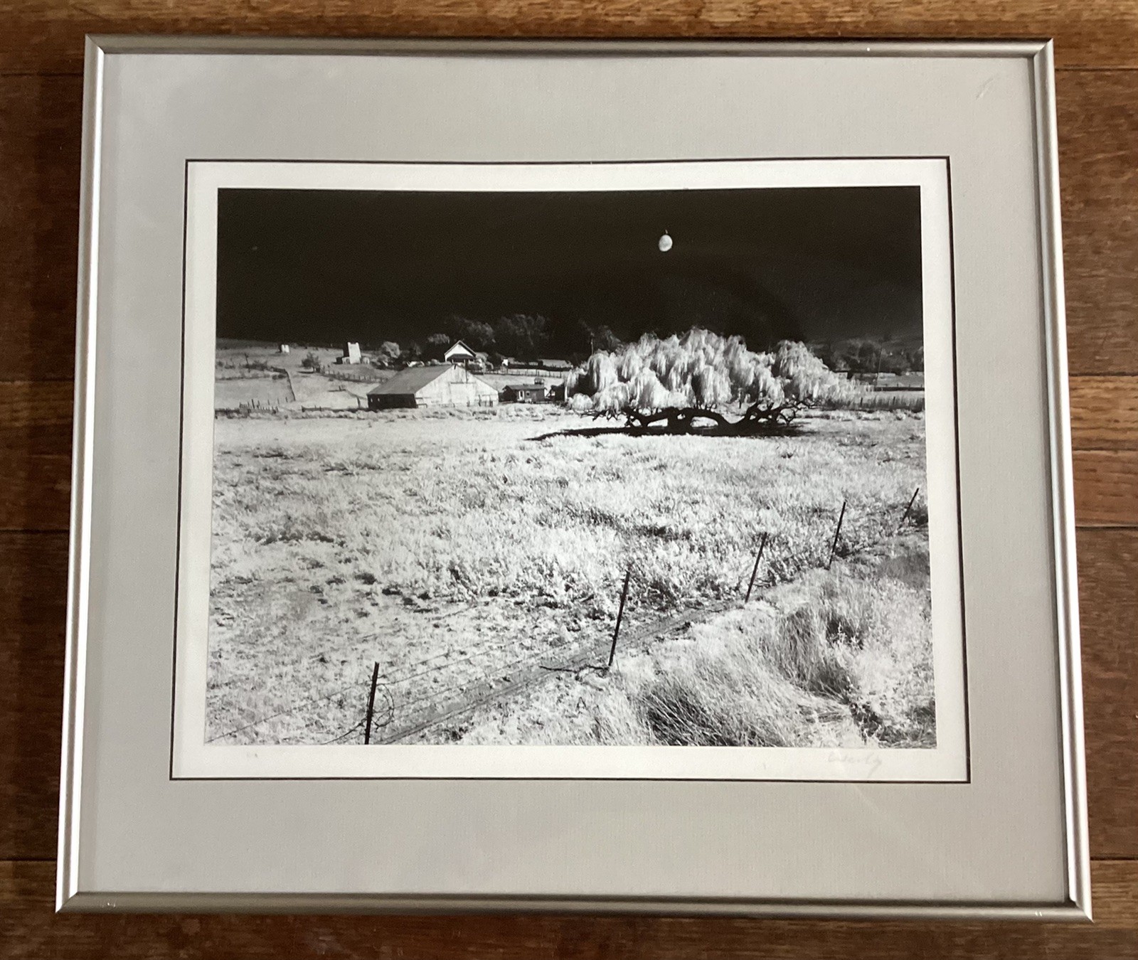 Bob Werling Signed #25 Farm & Moon Black & White Framed Decorator Edition Print