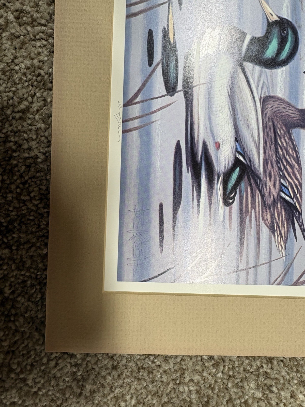 Vintage 1984 Dekosh Copyright Mallard Duck On Water With Wooden Frame