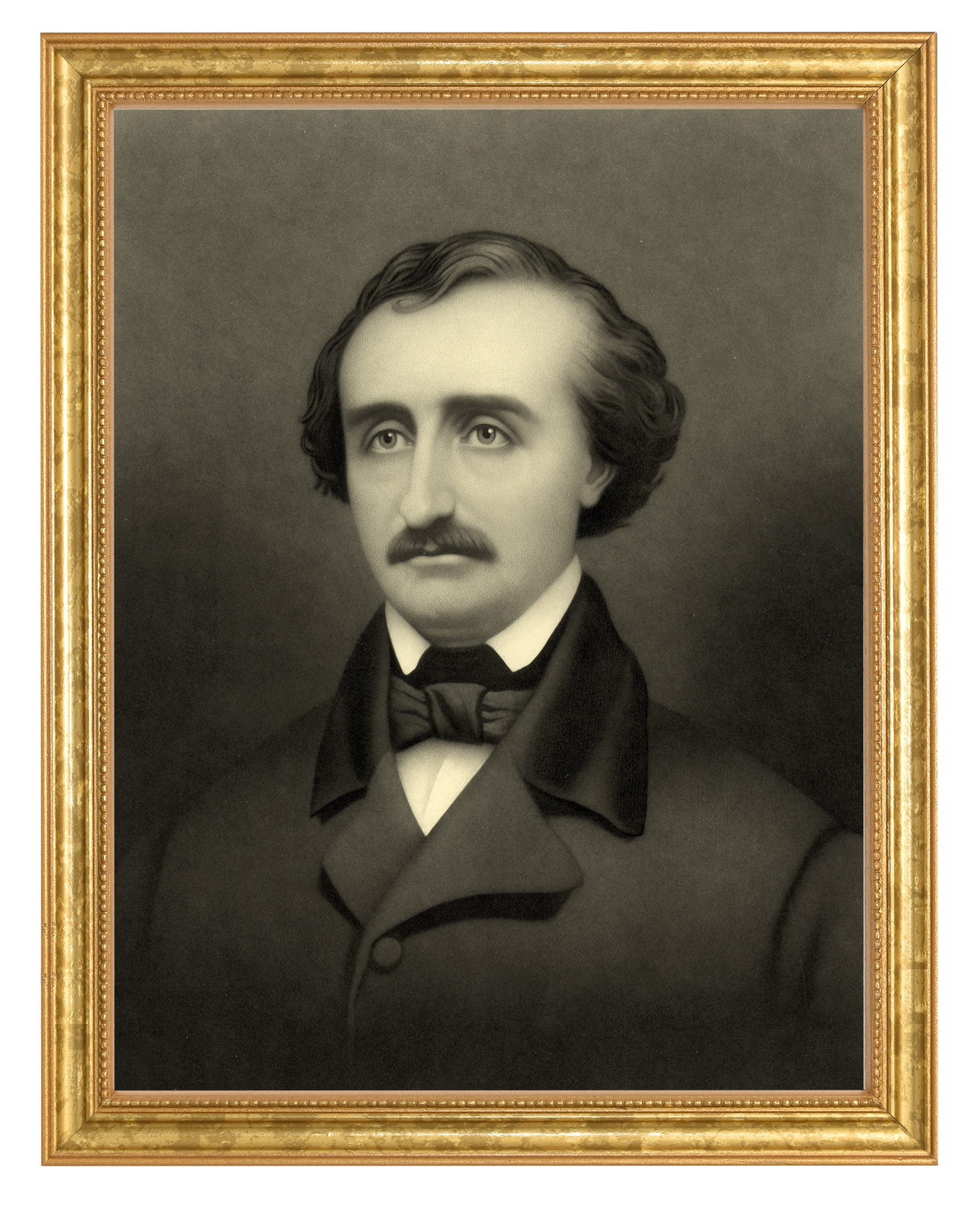 Edgar Allan Poe Photograph in a Aged Gold Frame