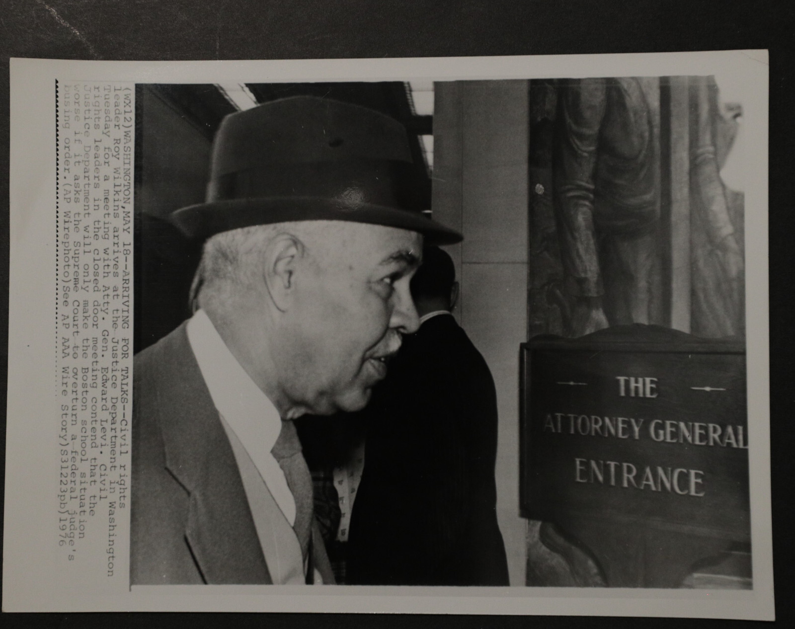 Roy Wilkins, civil rights, Press Photograph 8×10, b/w 1976