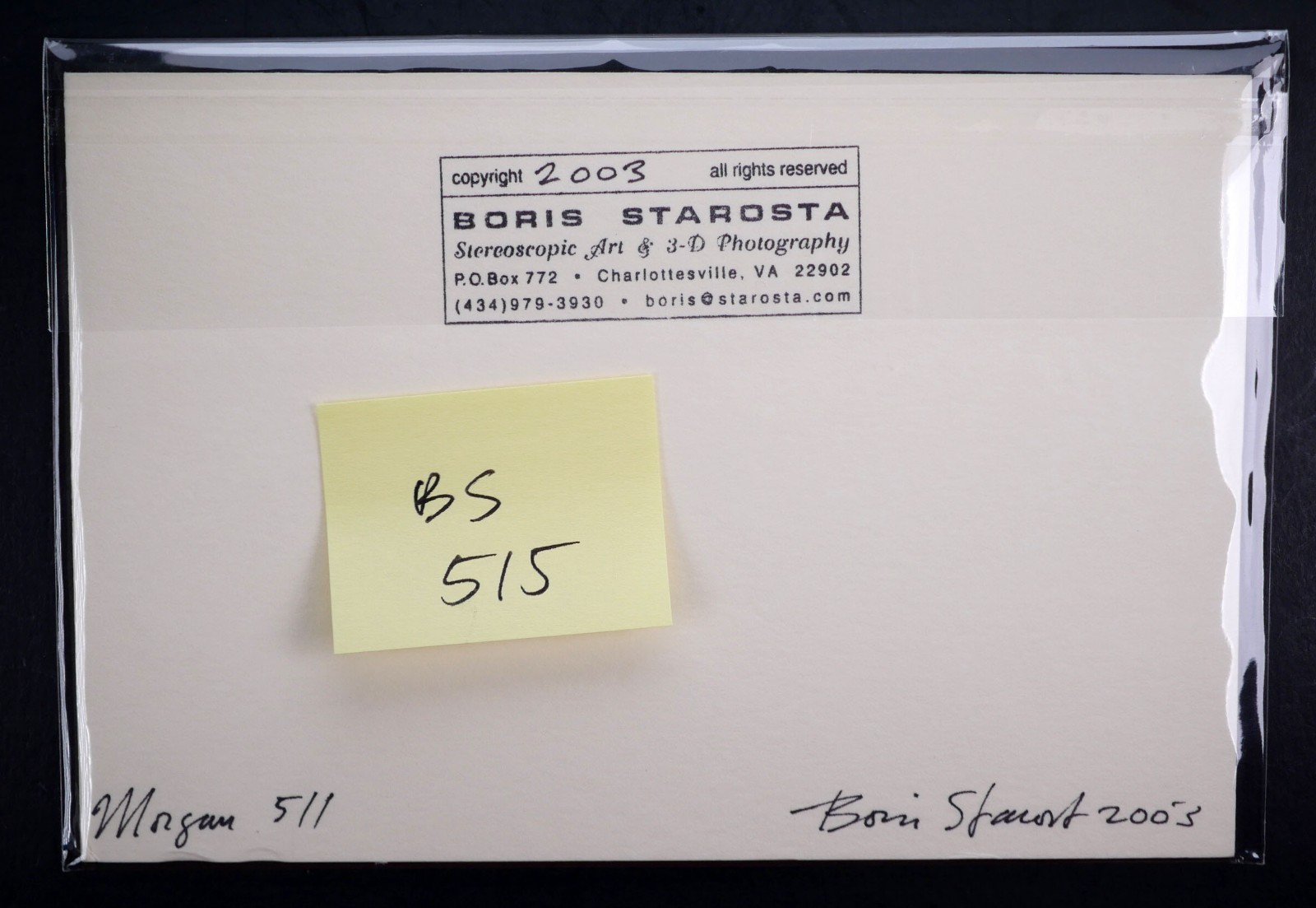 Boris Starosta 3D Stereoview – Morgan 511 – nude model signed 2003
