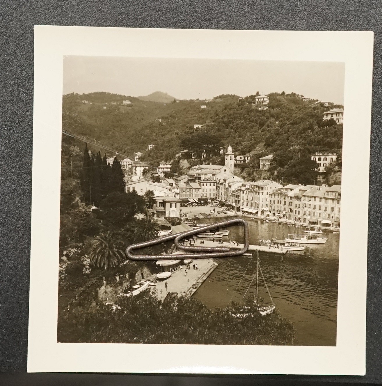 Photo View Genoa Italy Portofino Hotel Port Marina Aerial View Building Church