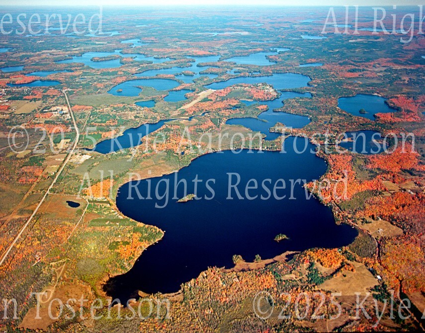 Three Lakes Chain, Oneida County, Three Lakes, Wisc Aerial Photo. Frame Optional