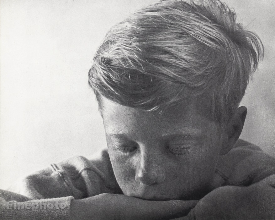 1960 Vintage YOUNG RED HAIR BOY Freckles Sleepy Photo Art NORMA HOLT 11×14