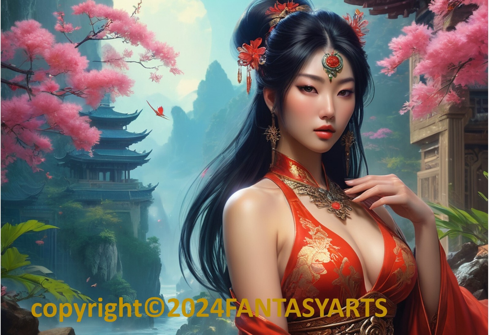 Beautiful Sensual Asian Girl Anime E on Quality semi-gloss Photo Paper 13″ x 19″