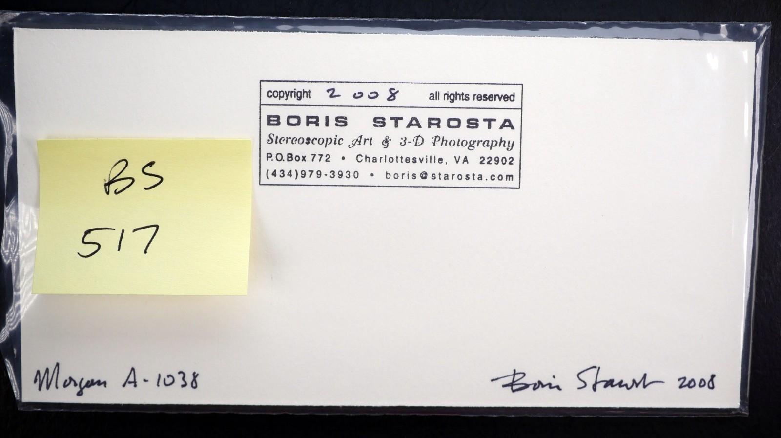 Boris Starosta 3D Stereoview – Morgan A 1038 – nude model signed 2008