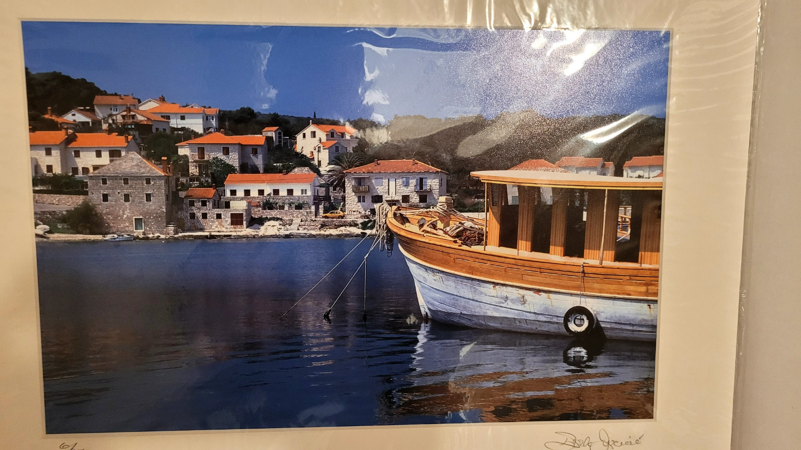 Dirk Yuricich Photography Print 16×20 Matted Boat at Achor Island of Brac 1998