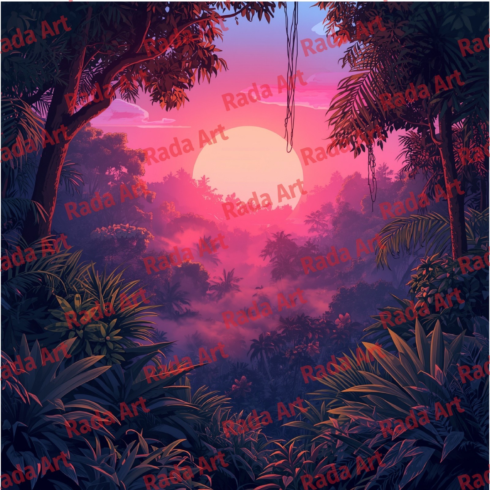 4 Set Pink Sunrise Sunset Nature Digital Art Ai Download Mobie Phone Wallpaper