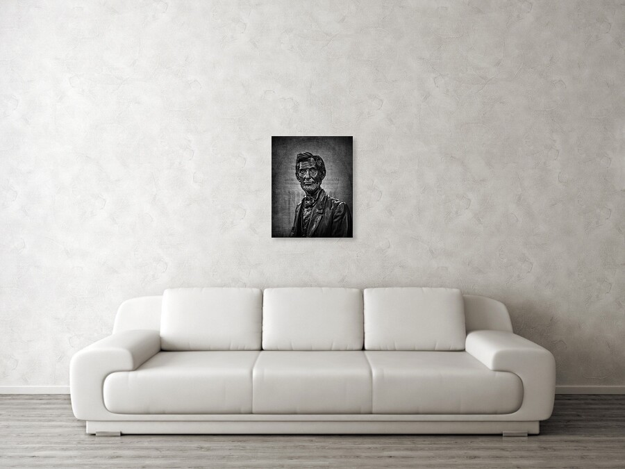 Abraham Lincoln Statue Memorial Portrait Black and White Photography Art Print