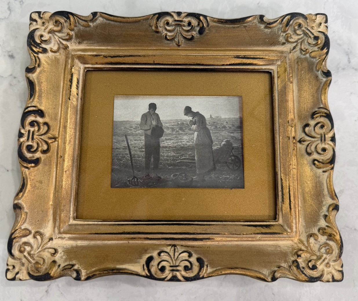 Vintage Mid-Century “The Angelus” Framed Print – Gold Frame French