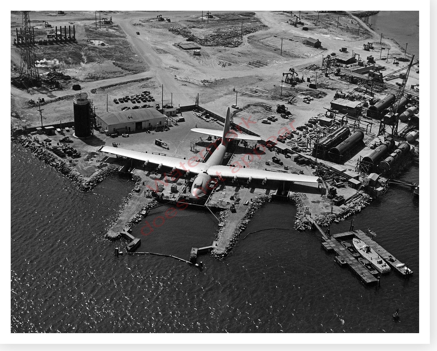 Spruce Goose Completed In Graving Dock H-4 Flying Boat Silver Halide Photo