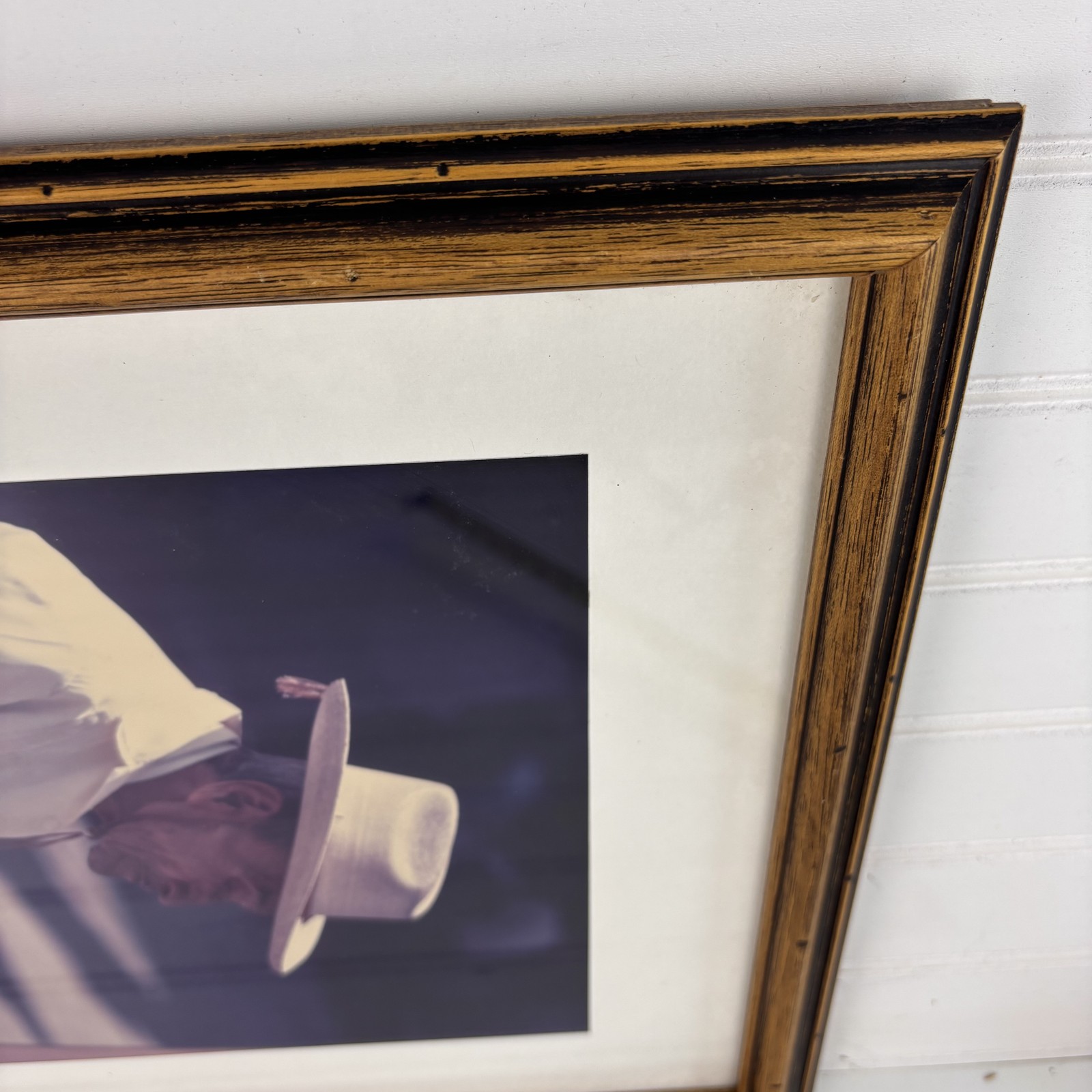 Vintage Framed Portrait Photo Elderly Man Hat Traditional Culture Art Photograph