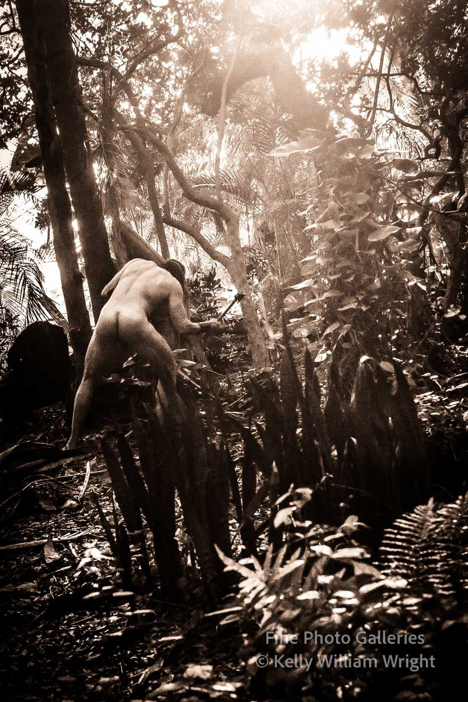 Original Male Nude KELLY WILLIAM WRIGHT Muscle Men JUNGLE WORK #5 – 9×13 Photo