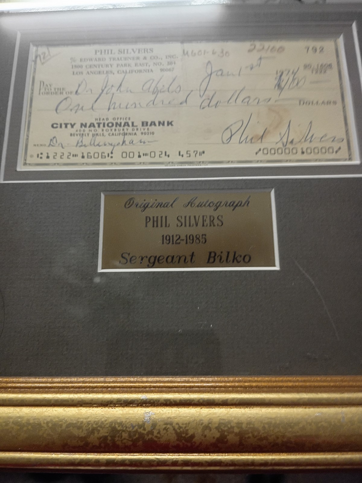 original authentic autographed Phil Silvers aka Sgt. Bilko framed