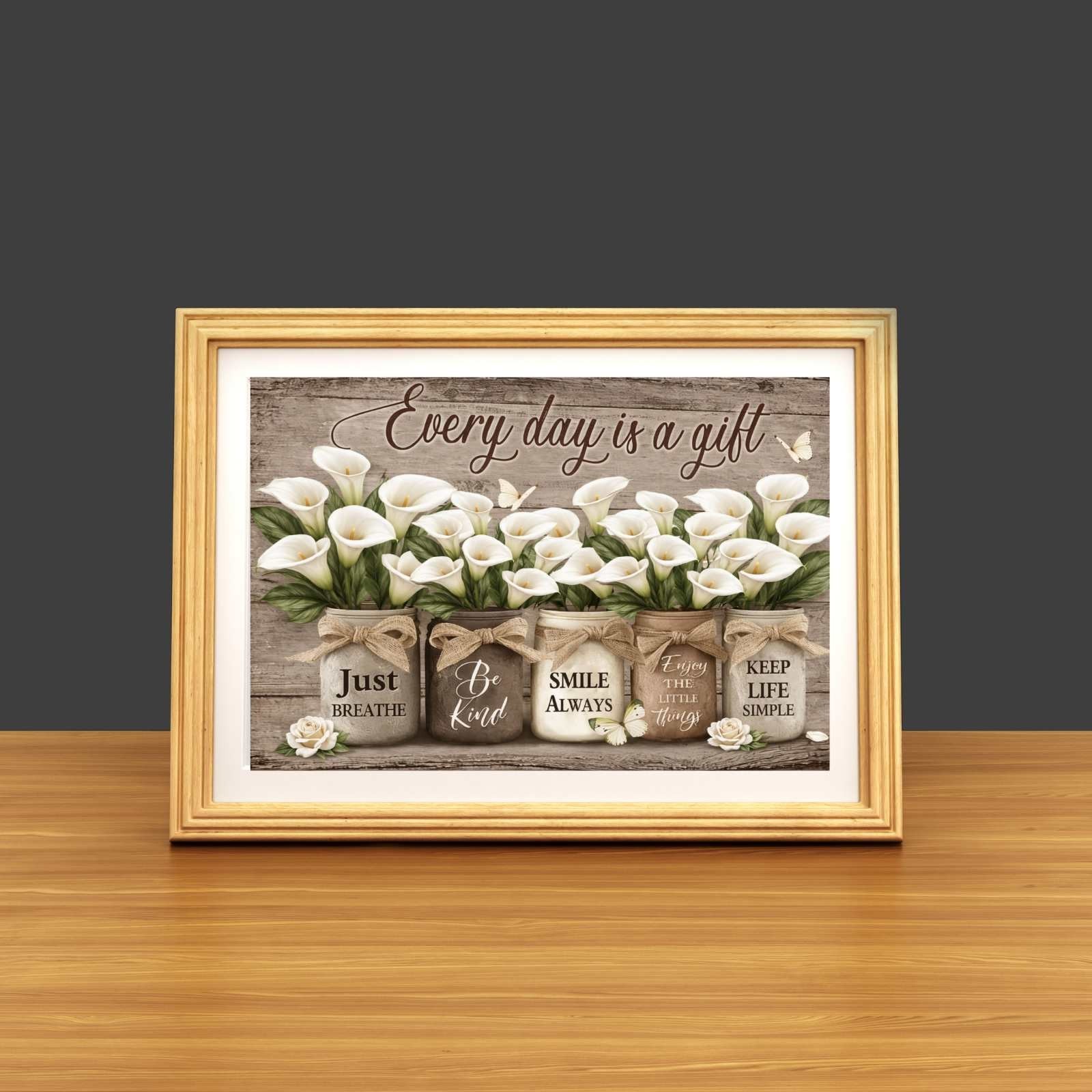 Rustic Calla Lily Wall Art Printable Farmhouse Quote Jar Minimalist Decor Gift