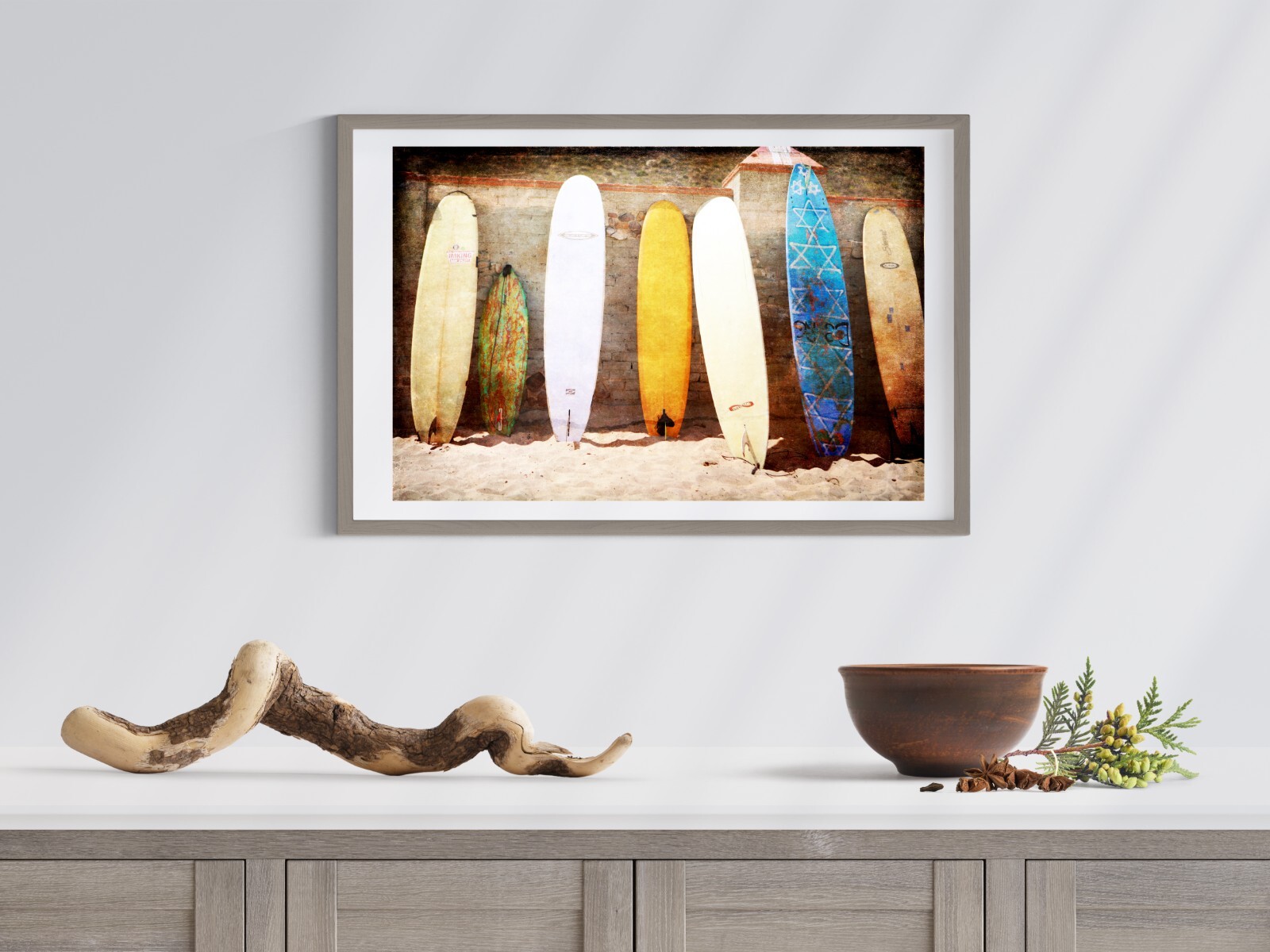 California – Surfboards on the Beach – Wall Art, Bar Art Photography