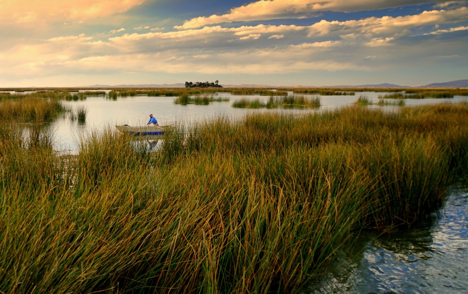 Boat on Lake Titicaca Peru – on Canvas – South America Travel Art Scenery 16X24