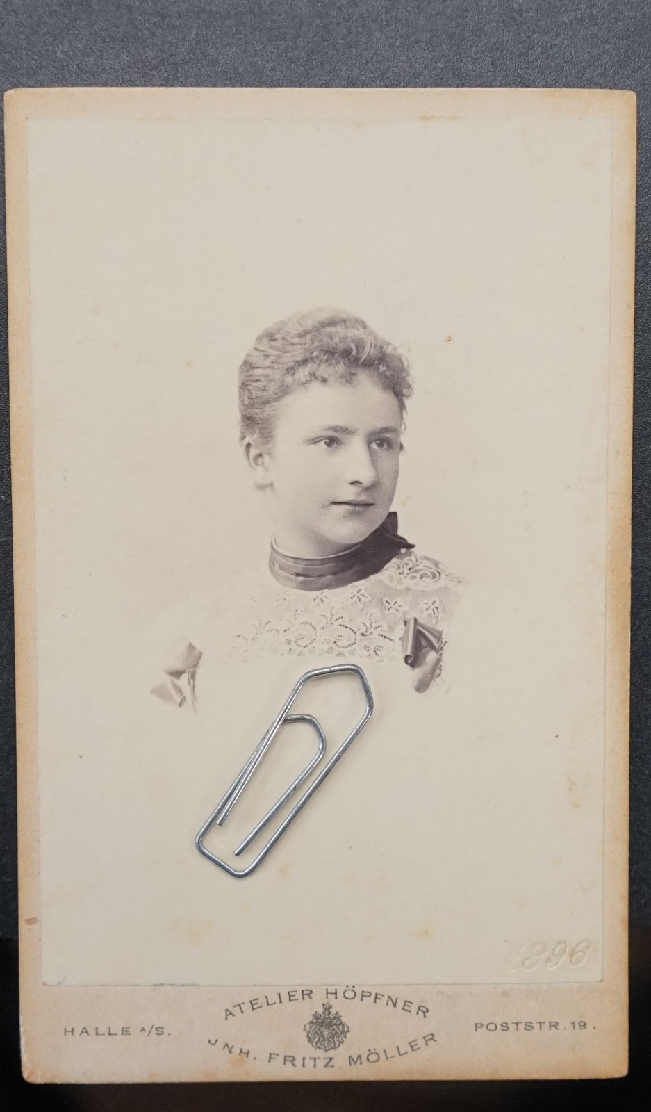 Photo CDV KAB portrait businesswoman Halle Saale 1896 young youth name model picture