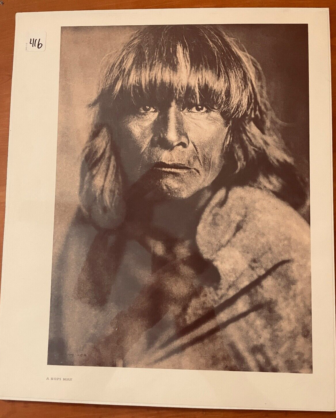 Edward Curtis A Hopi Man 16 x 12 Sepia Print Native American EUC