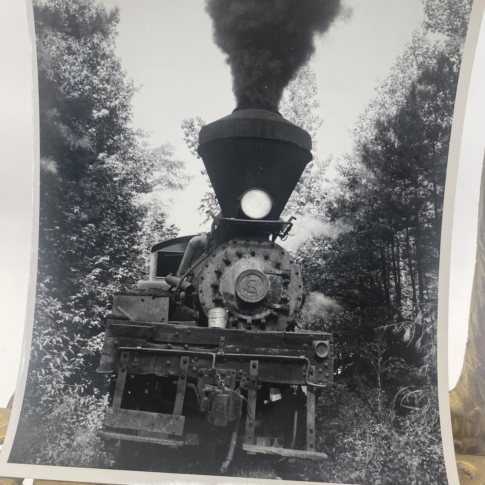 Steam Locomotive Number 8 Front 4×5 Black White Glossy Photograph Original