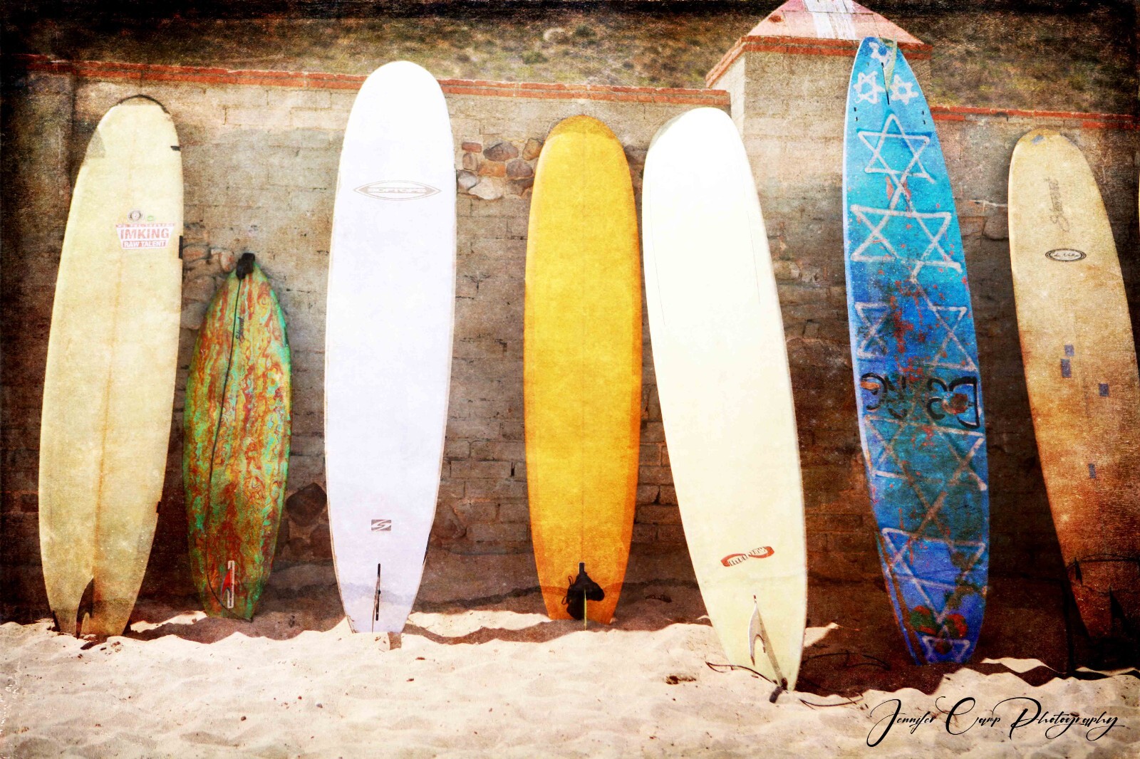 California – Surfboards on the Beach – Wall Art, Bar Art Photography