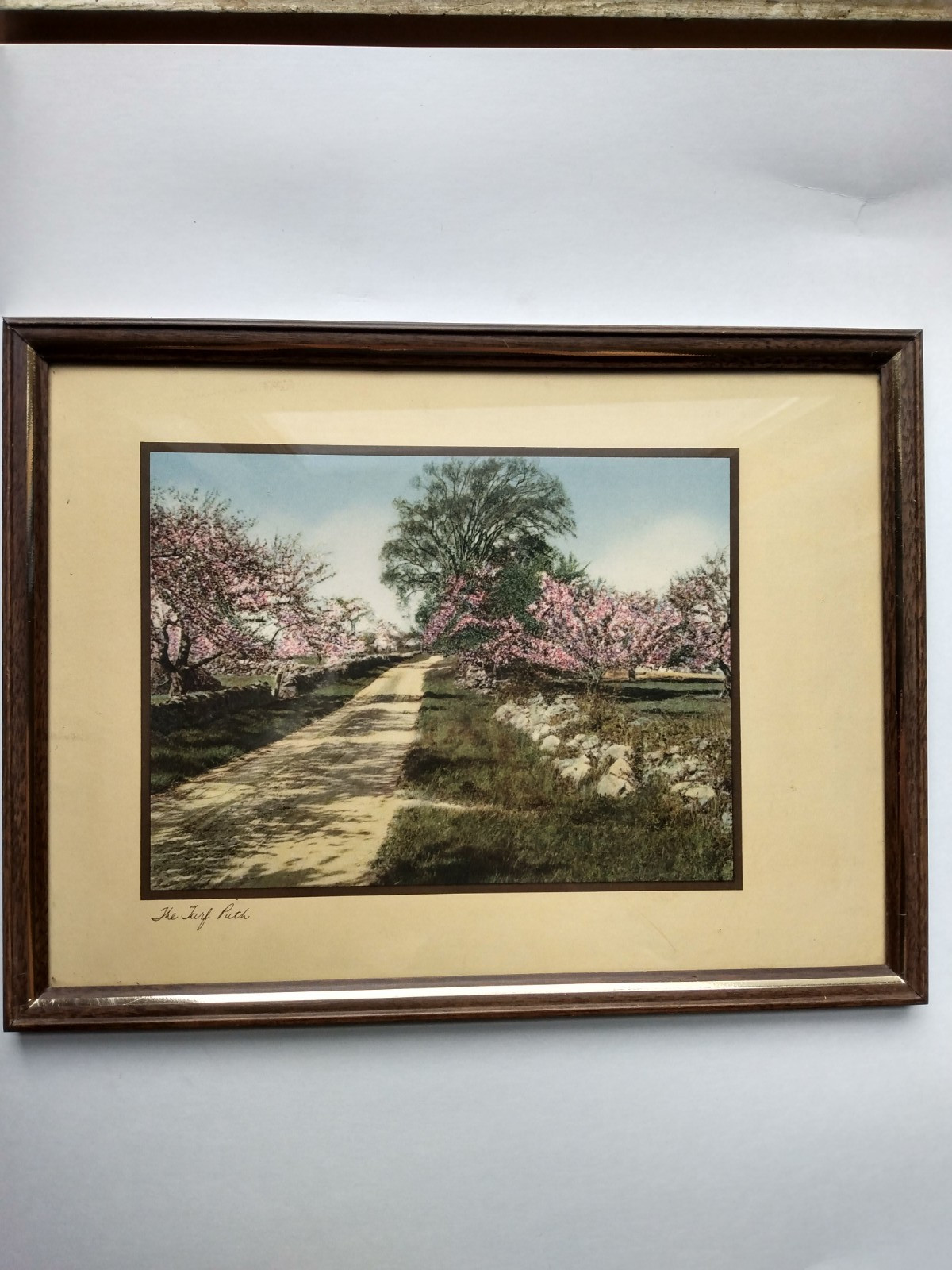 Wallace Nutting “The Turf Path” Framed Colorized Photo Titled, Not Signed