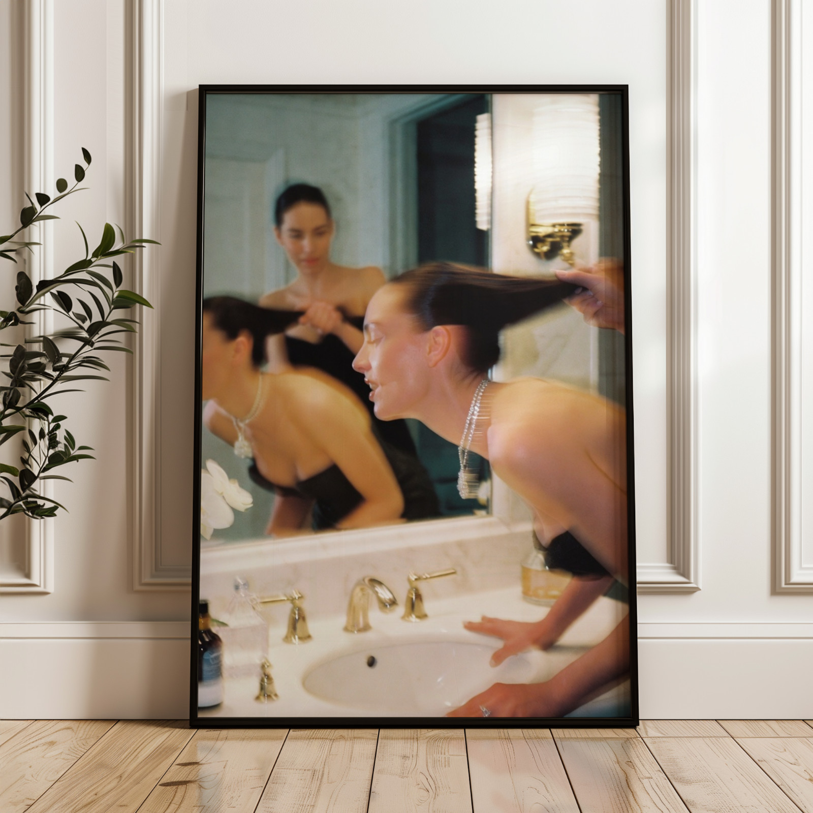 Vintage Fashion Poster Woman Bathroom Mirror Makeup Print