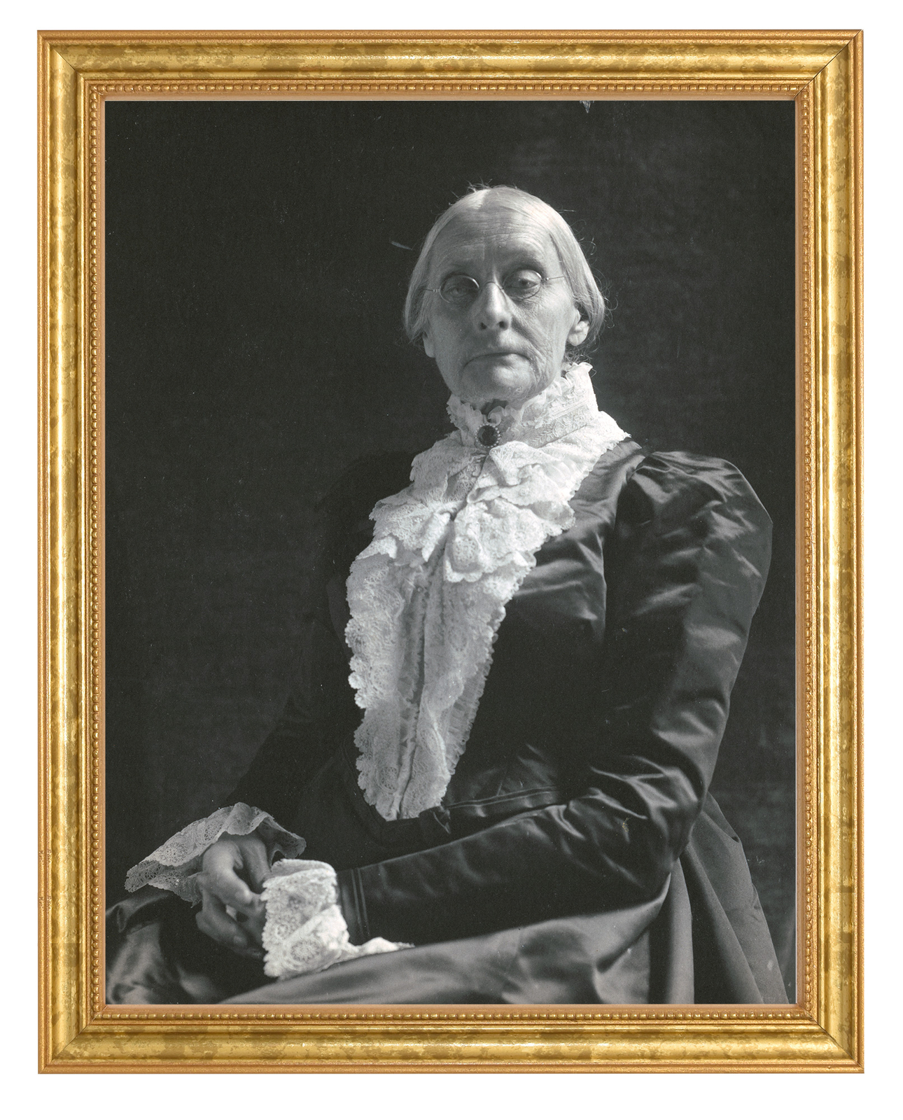 Susan B. Anthony Photograph in a Aged Gold Frame