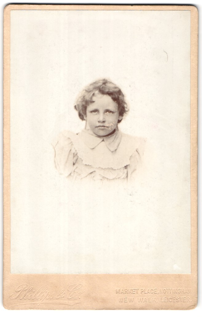 Photograph Phillips & Co., Nottingham, Marketplace, Little Child with Curly H