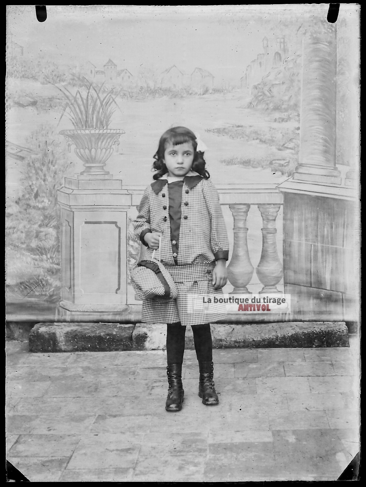 Glass Plate Old Photo Negative Black and White 9×12 cm Child Girl France