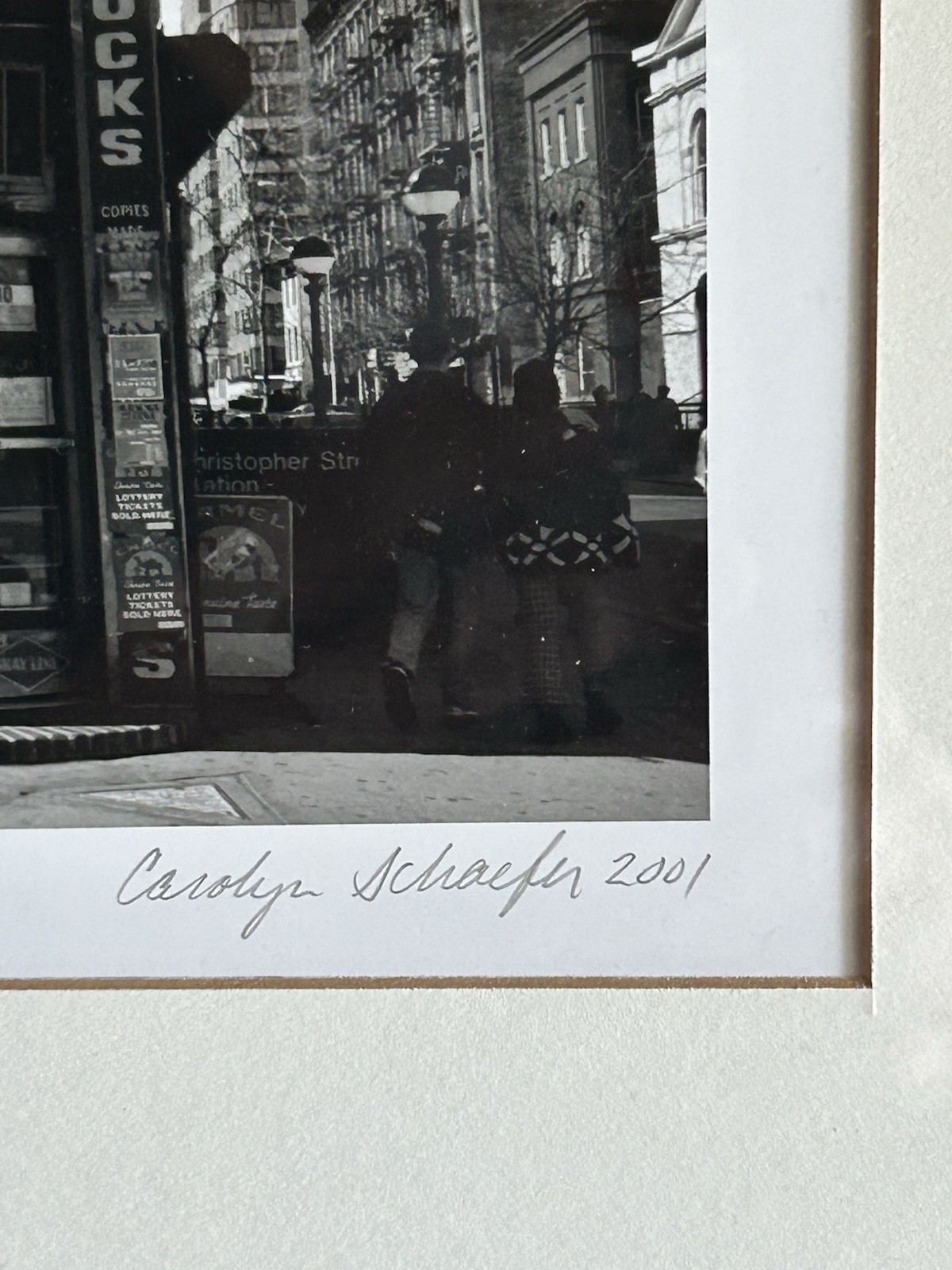 Signed Carolyn Schaefer NYC Photo 2001 Greenwich Village Framed 13×12