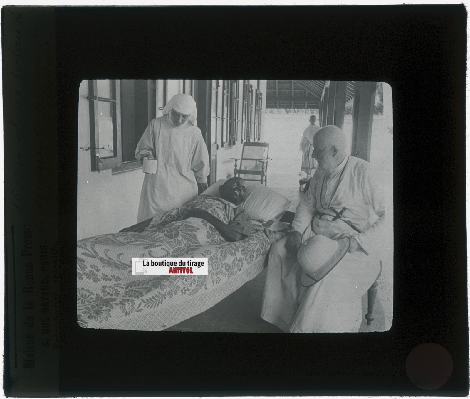 Hospital, Leprosy, Leper, Glass Plate Photo, Black & White, Positive 8.5×10 Cm