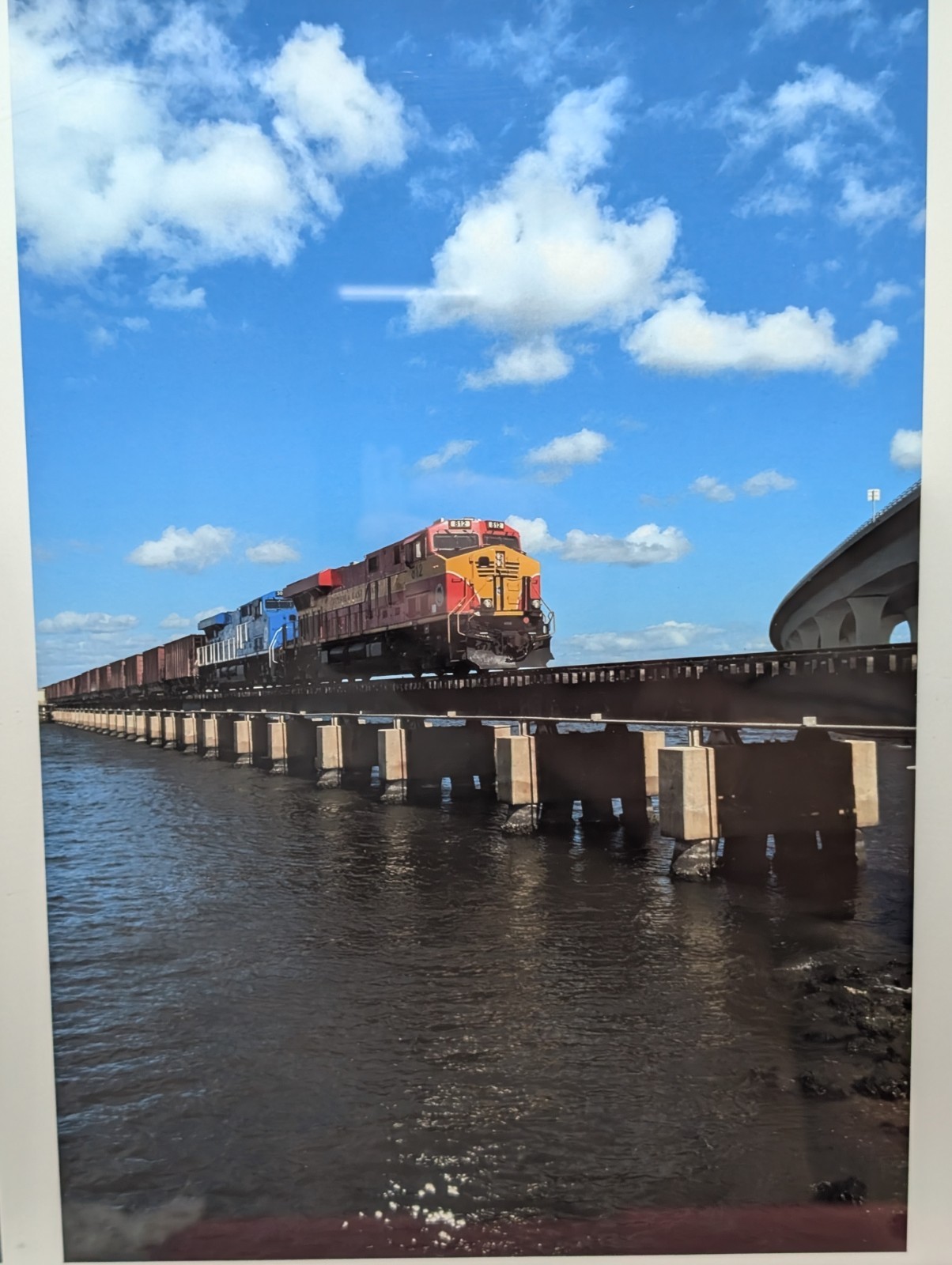 Framed Train Bridge Triptych Wall Art Print Railroad Landscape 25.5 x 13.75