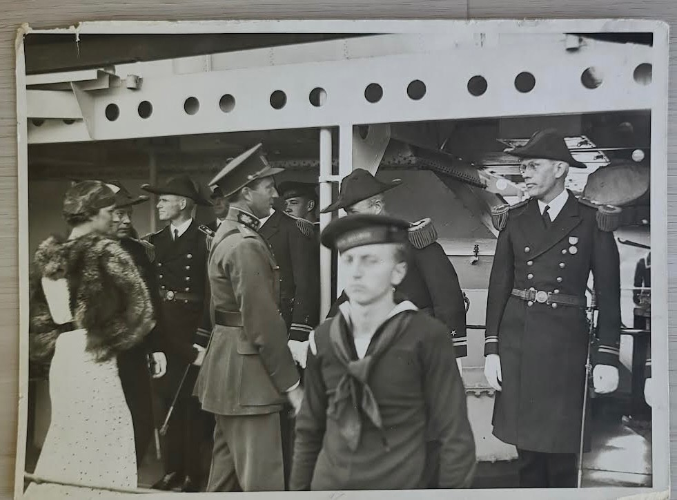 c. 1930s Photo Leopold III King of Belgium w/ Wife Vtg Photograph 1935 Navy Ship