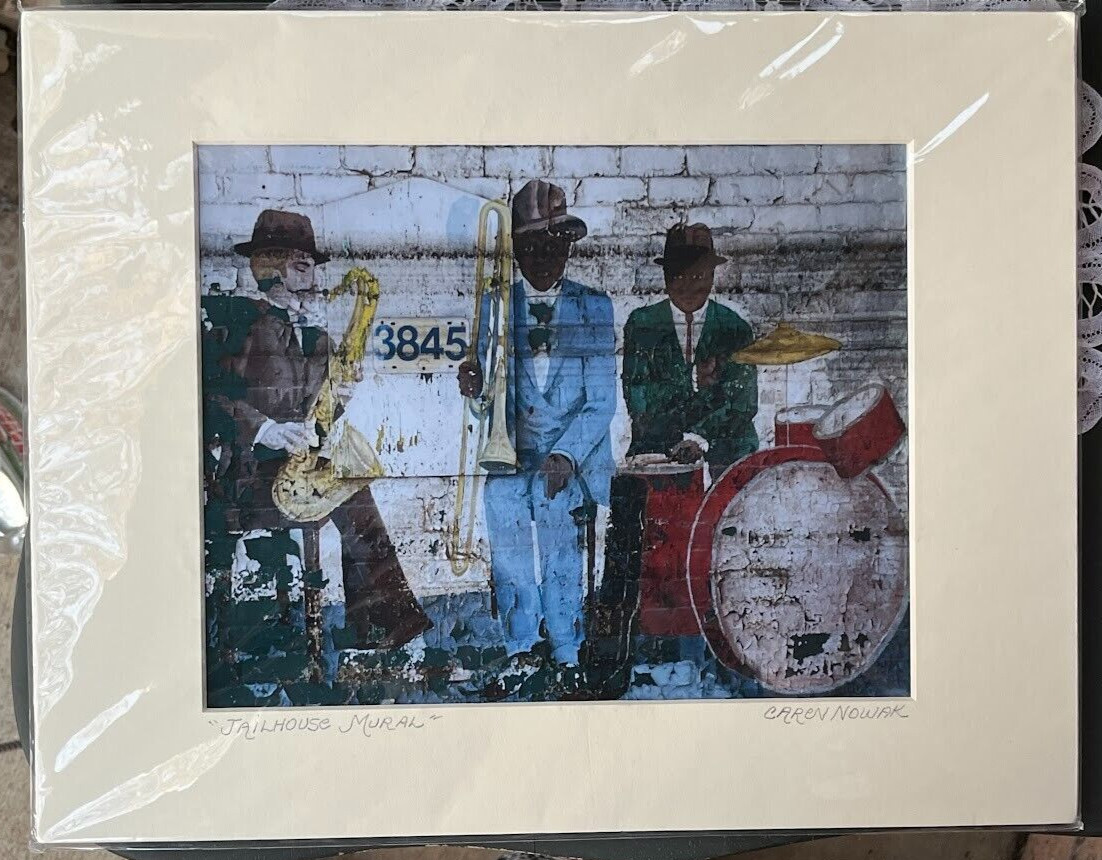 CAREN NOWAK ~ “JAILHOUSE MURAL” SIGNED & TITLED ~ MATTED PRINT ~ 11″ x 14″