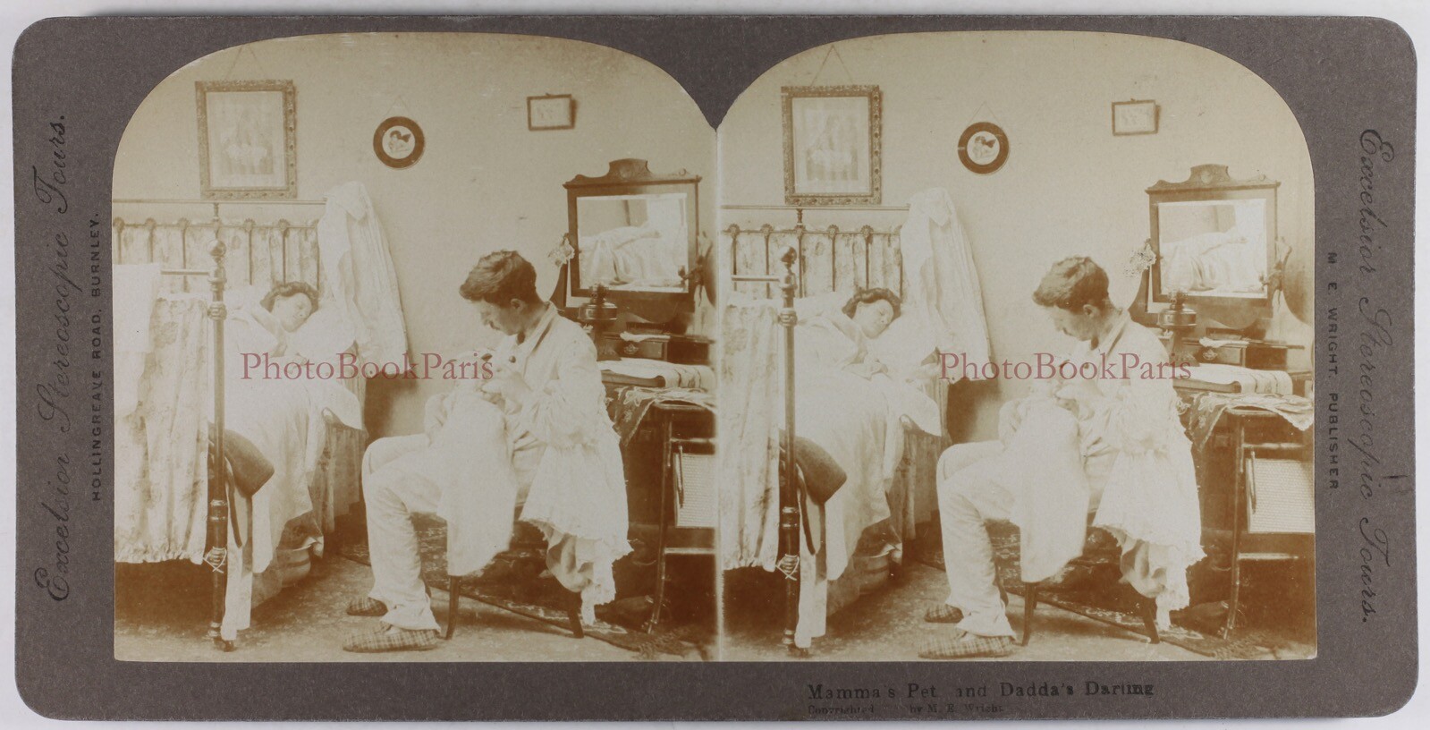 Couple With Baby Genre Scene Funny C1900 Photo Stereo Vintage P74L6n