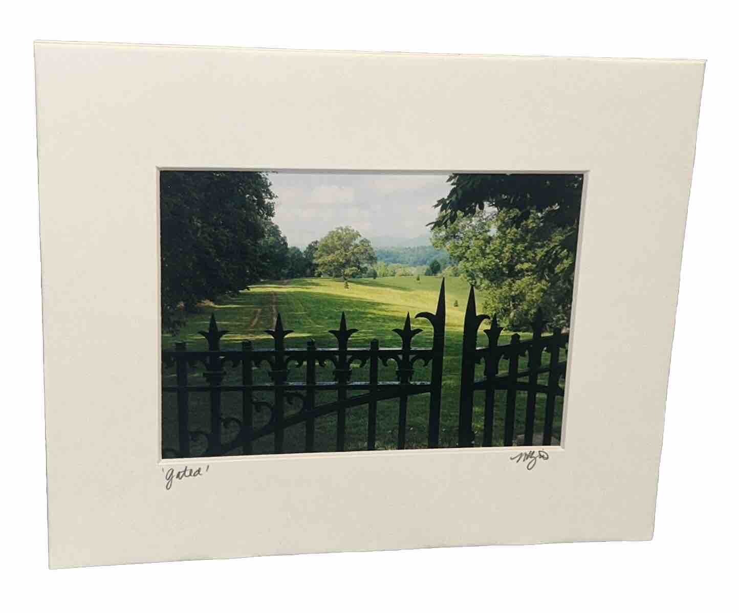 Signed ‘Gated’ Lush Pasture Landscape Photo Photograph (5”x7”) 8”T 10”W Matted