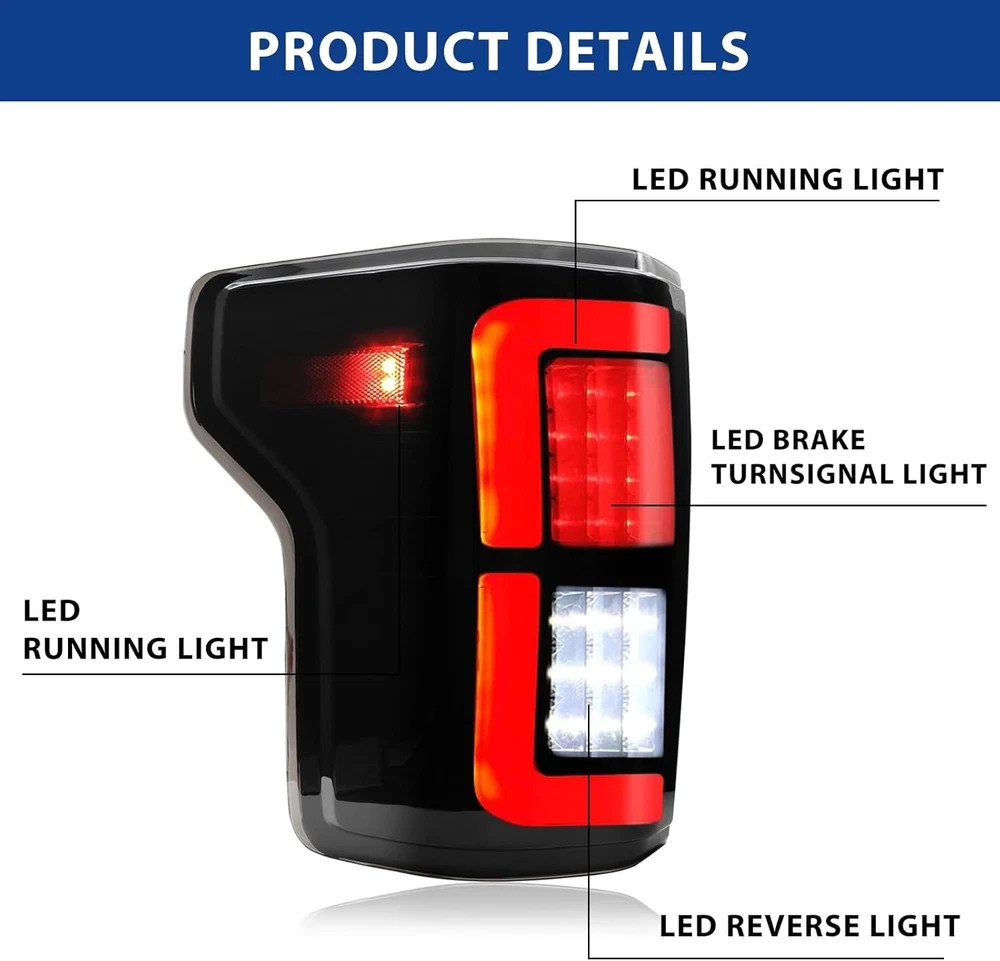 LED Tail Light Assembly Compatible with 2015 2016 2017 2018 2019 2020 Ford F150