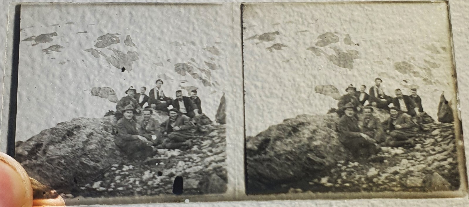 Photo Glass Plaque Early 1900s Mountaineering – 12.5 X 6Cm