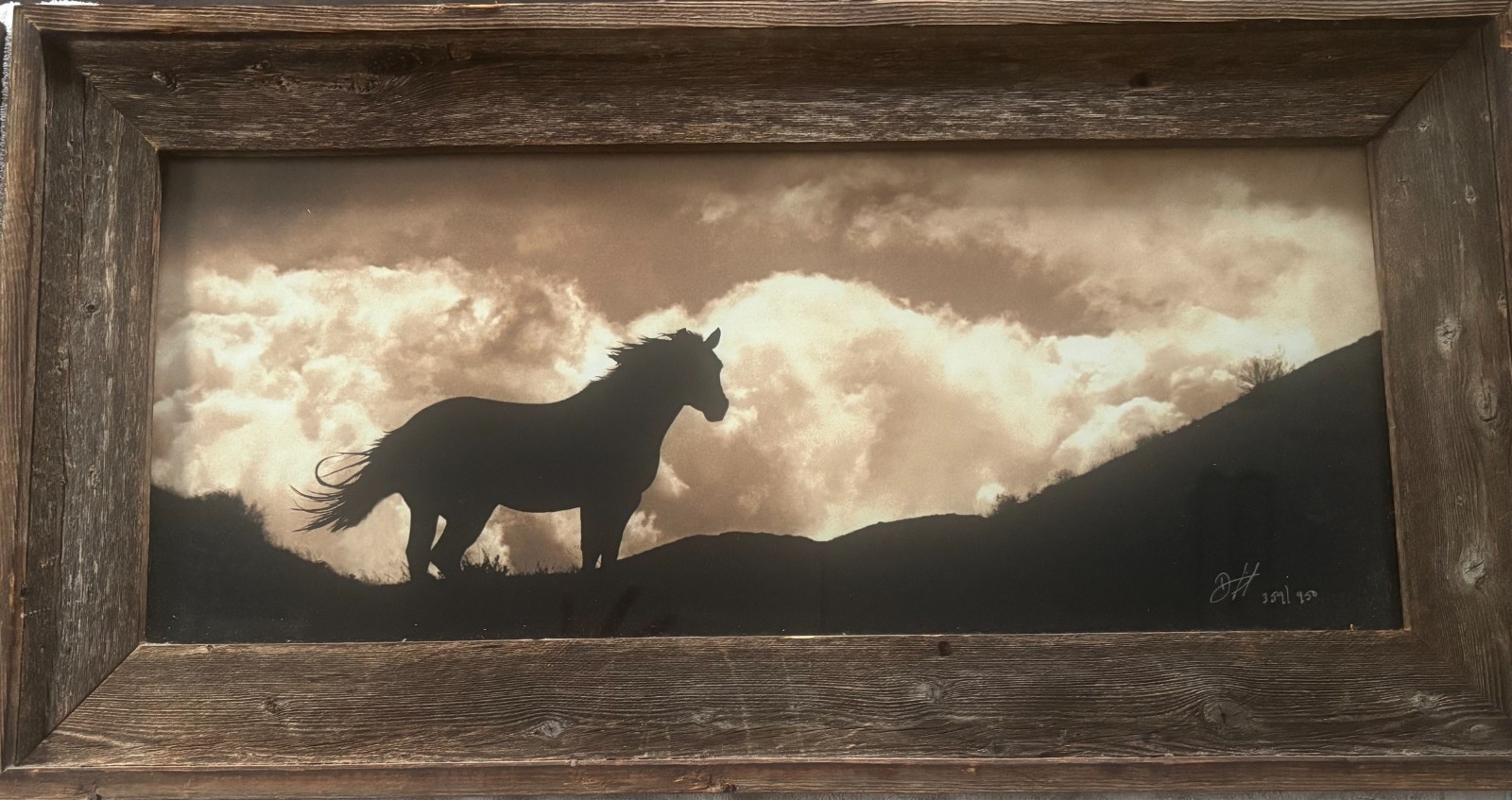 Diptych of Cowboy Life, Sepia Fine Art Photographs in Reclaimed Barnwood Frames