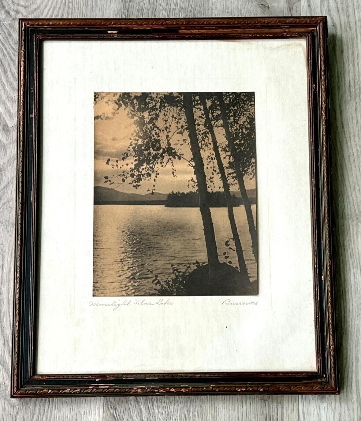 Hall Burrowes “Moonlight Silver Lake ” Hand Colored Photo Nutting Peer