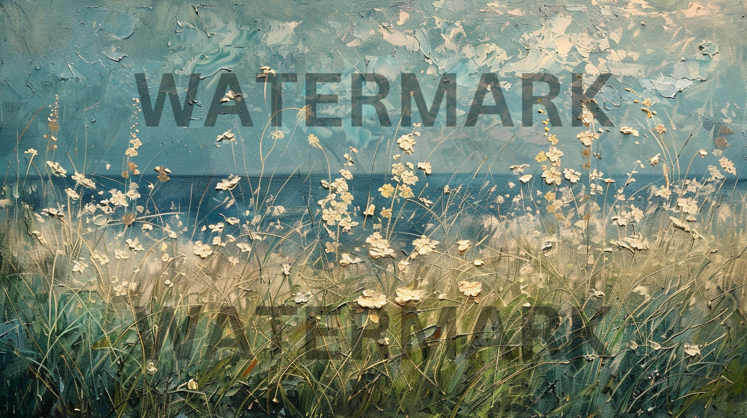 Digital Photo Image Oil Painting Field Wildflowers Picture Art Wallpaper Desktop