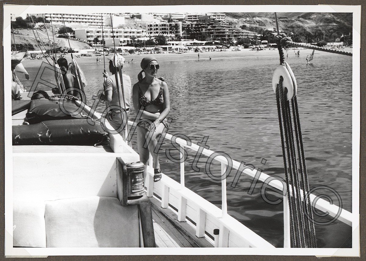 4x Photo Spain Gran Canaria Puerto Rico Port Sailboat Marina 1970s