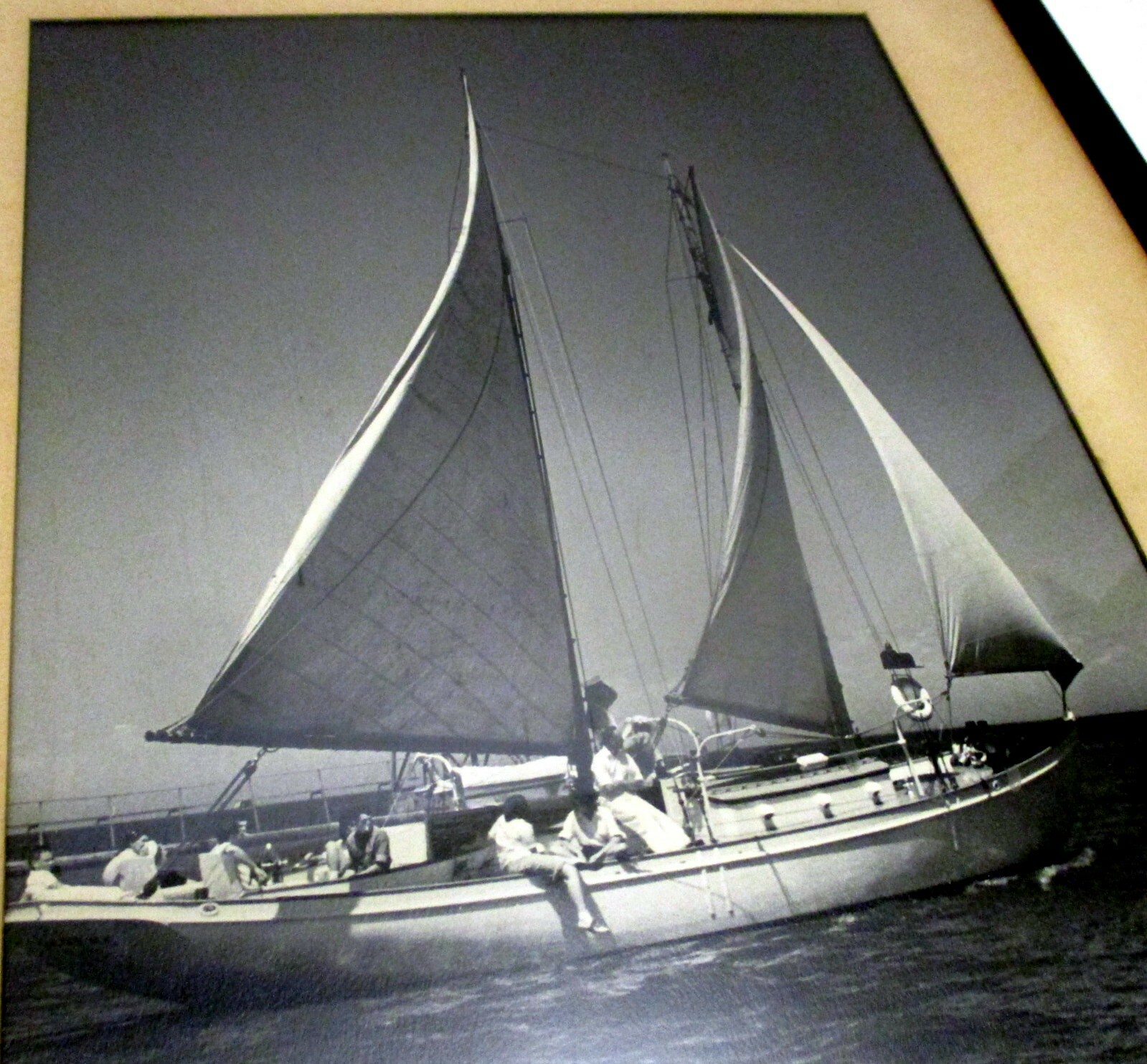 Vtg ART PHOTO SAILBOAT NAUTICAL Hamptons Framed