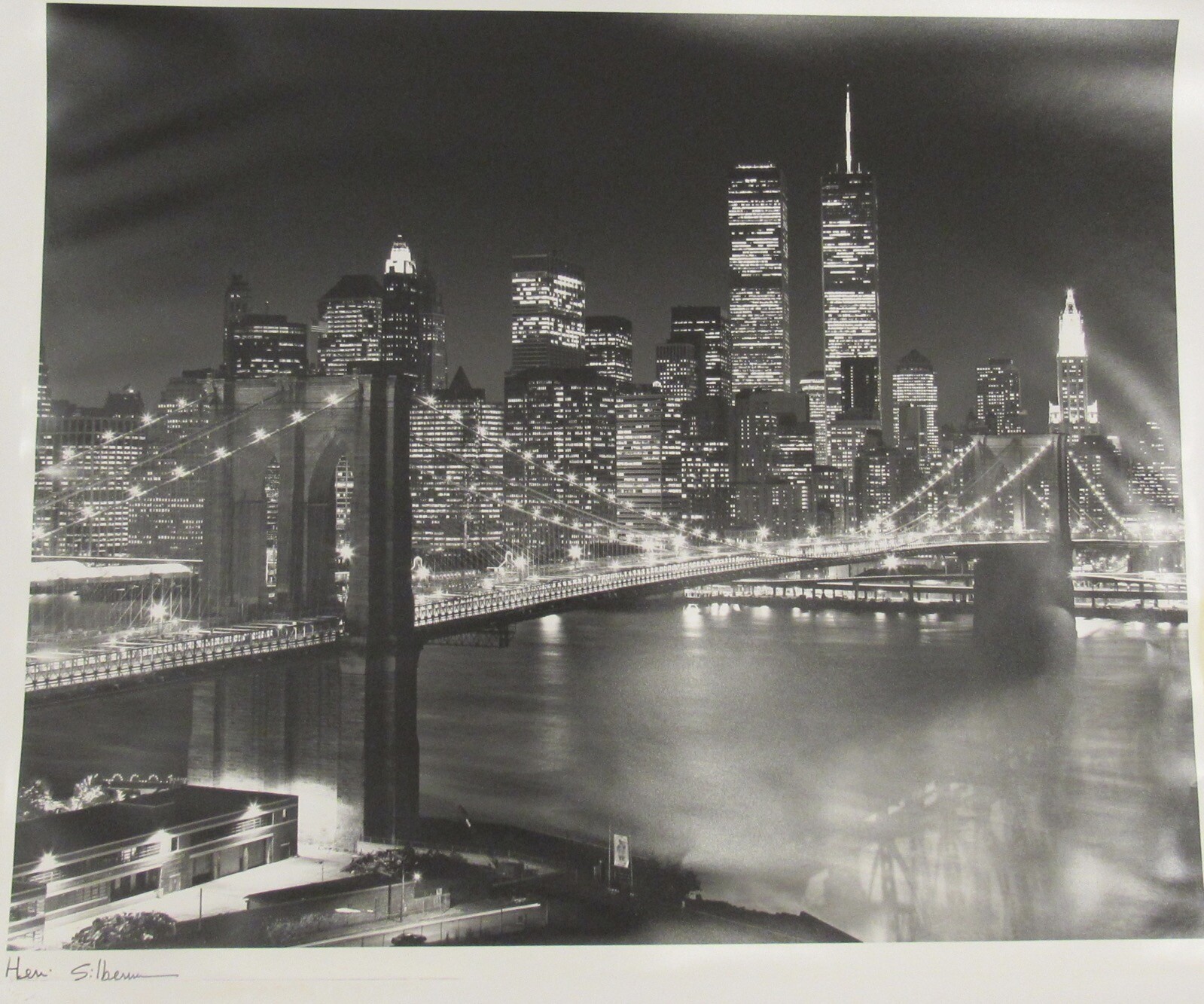 Signed Henri Silberman photograph Brooklyn Bridge New York City 16×20″