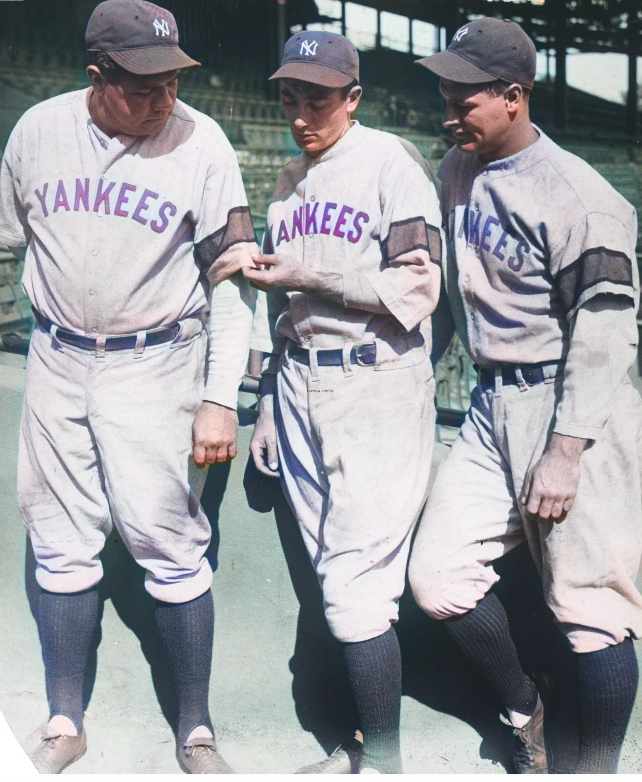 babe_ruth_tony_lazzeri_lou_gehrig1 8×10 Colorized Print-FREE SHIPPING