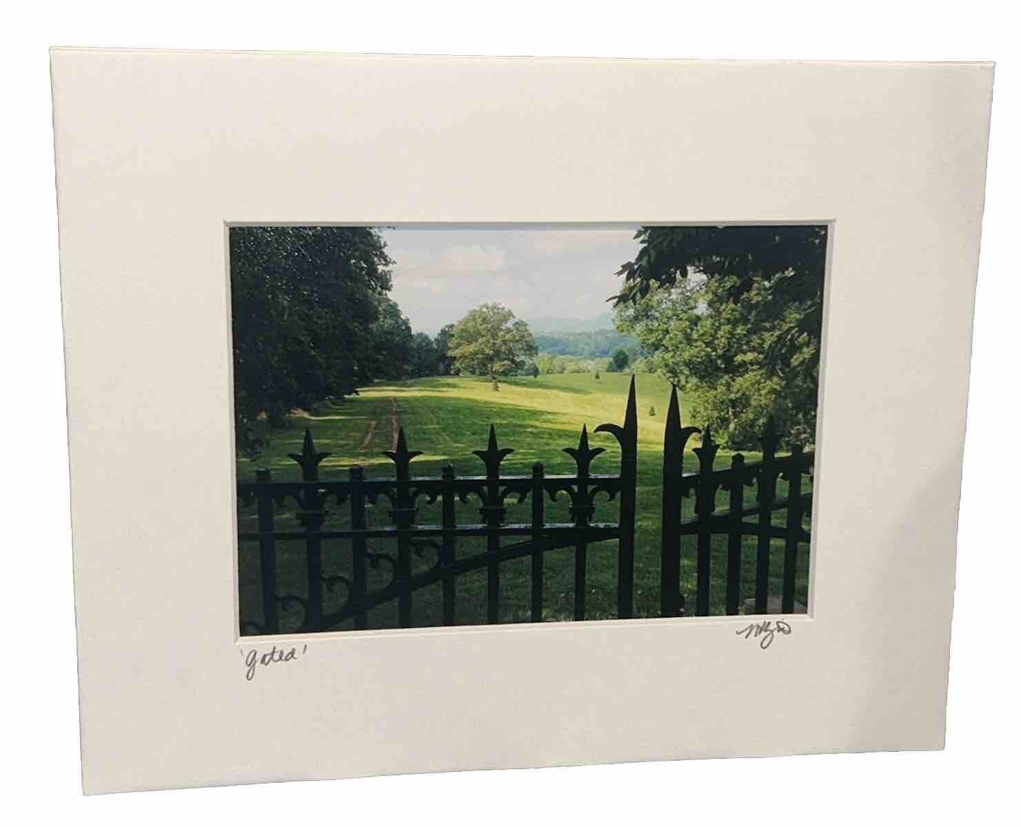 Signed ‘Gated’ Lush Pasture Landscape Photo Photograph (5”x7”) 8”T 10”W Matted