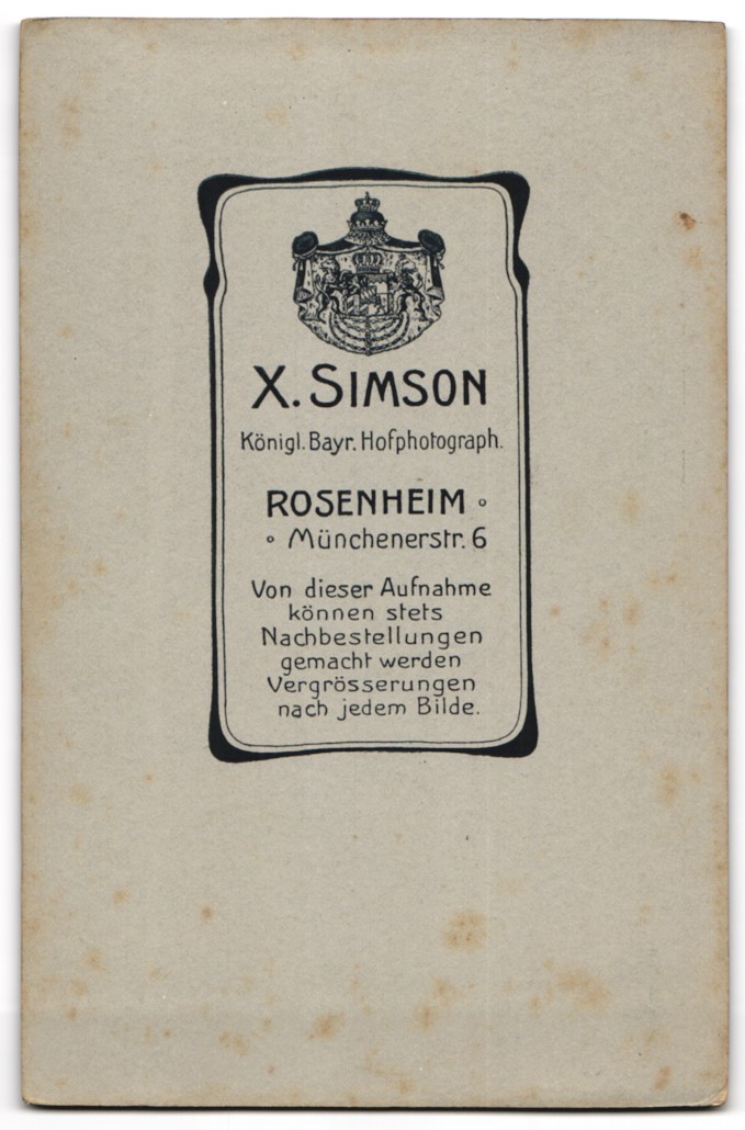Photograph X. Simson, Rosenheim, Münchenerstr. 6, Two Women in Striped Kl