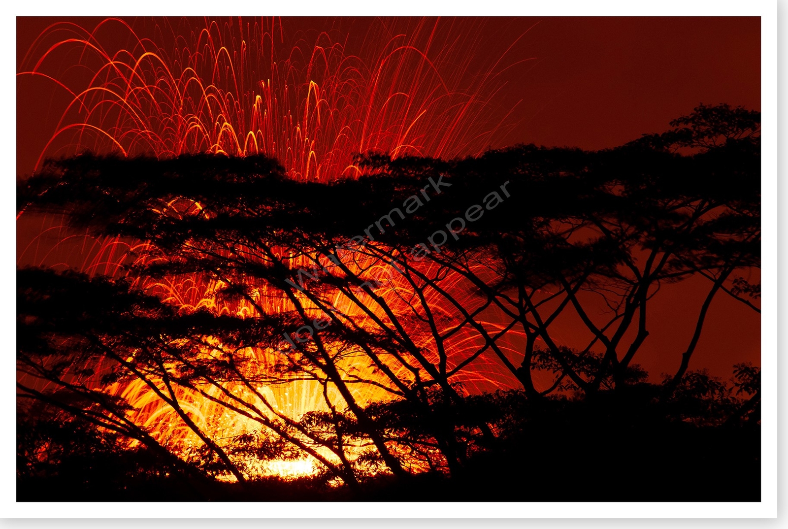 2018 Kilauea Volcano Hawaii Fissure 17 Evening Lava Fountain Silver Halide Photo